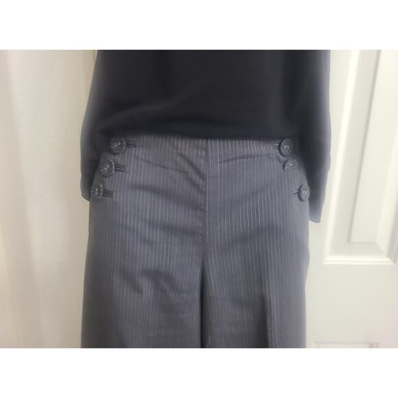 Womens Trouser Pants Sz 6 Wide Leg High Waist Gray+ White Pinstripes - Picture 9 of 9